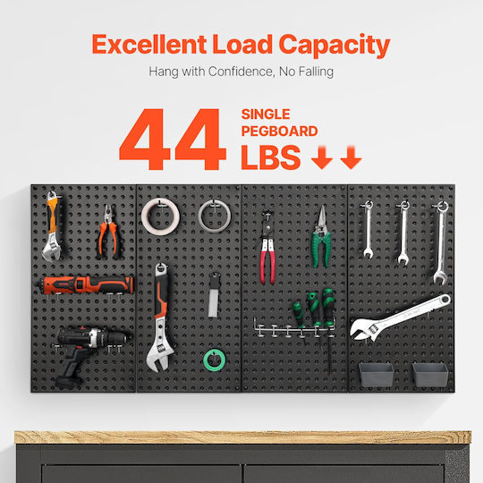 Vevor Metal Pegboard Panels 4 Pieces 24" X 12" Wall Organizer Garage Tool