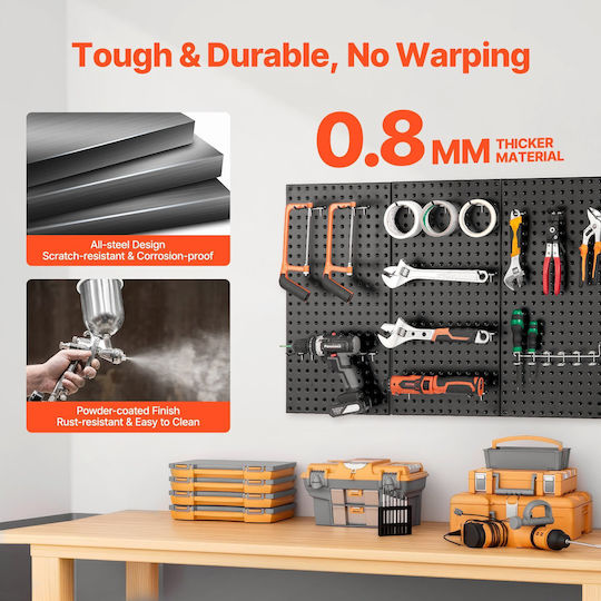 Panouri Metalice Vevor Pegboard 3 Panouri 24" X 12" Organizator de Perete pentru Unelte de Garaj