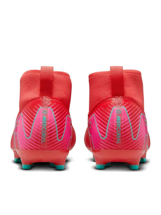 Mercurial Superfly 10 Academy Kids Molded Soccer Shoes with Sock without Laces Red