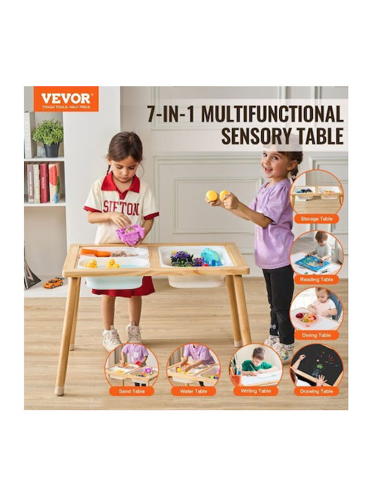 Vevor Children's Wooden Sensory Play Table Sand & Water 3 Storage Bins Ggzdcwxk2129be939v0