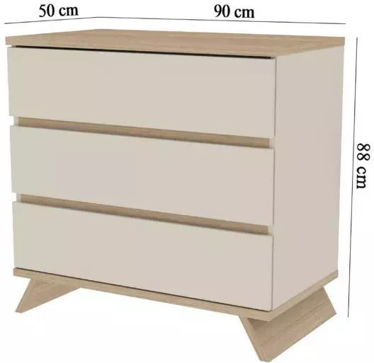 Baby Kommode mit 3 Schubladen Braun 50x90x88cm