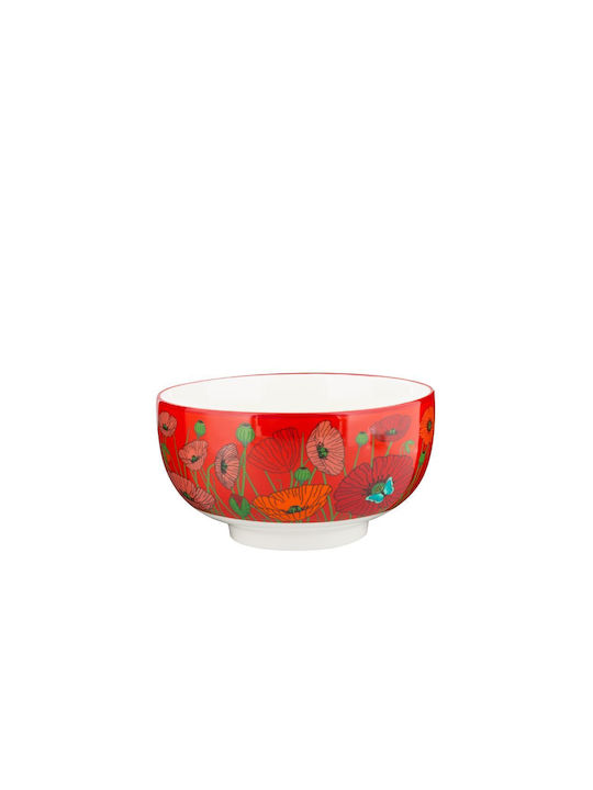 Pylones Matinal Bol Coquelicots Serving Bowl Round made of Porcelain Red with Diameter 12.8cm