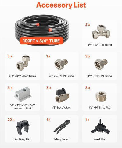 Vevor YSKQGDXT34INVBJNDV0 Въздушна маркуч 30.48м