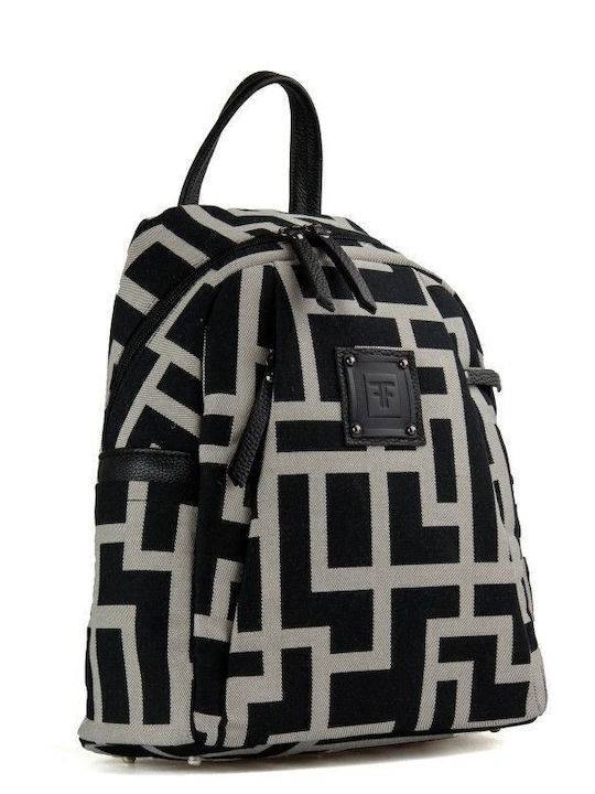 Υφασμάτινη Γυναικεία Τσάντα Πλάτης Taupe / Black
