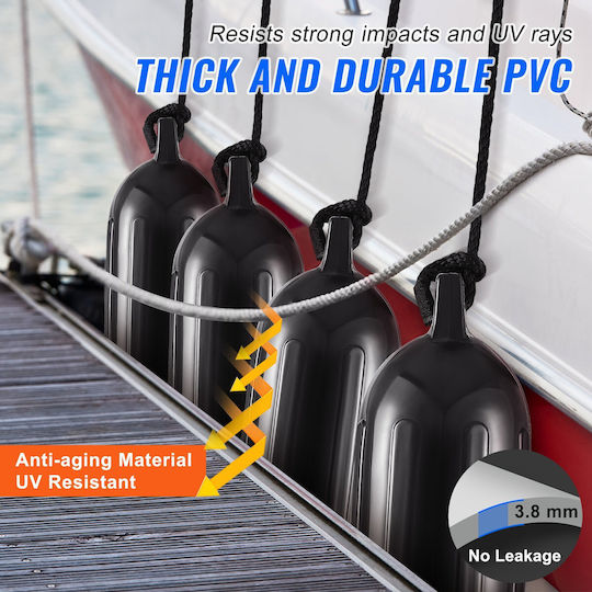 Inflatable Boat Fenders Ribs Vevor Attachment 6.5" X 23" Black