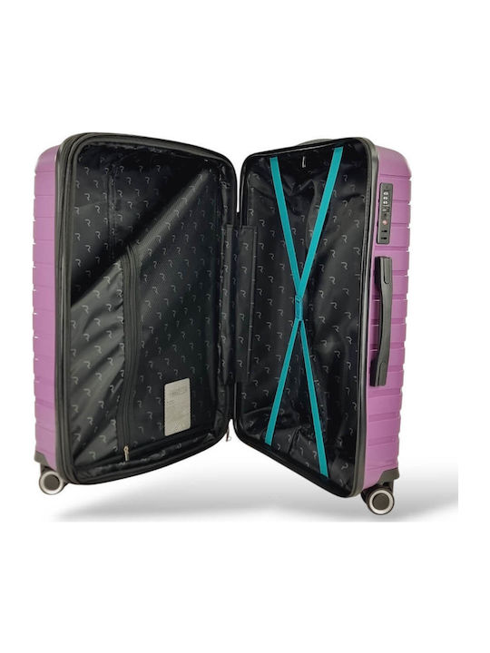 Rain Large Hard Travel Suitcase Purple with 4 Wheels Height 75cm