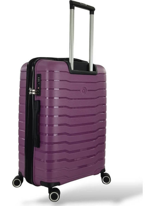 Rain Large Hard Travel Suitcase Purple with 4 Wheels Height 75cm