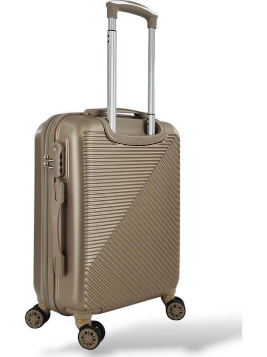 Playful Bags Cabin Travel Suitcase Hard Gold with 4 Wheels Height 55cm & Backpack