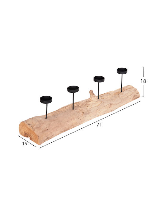 HomeMarkt Fran Candle Holder suitable for Tealights Wooden in Beige Color 71x15x17cm 1pcs