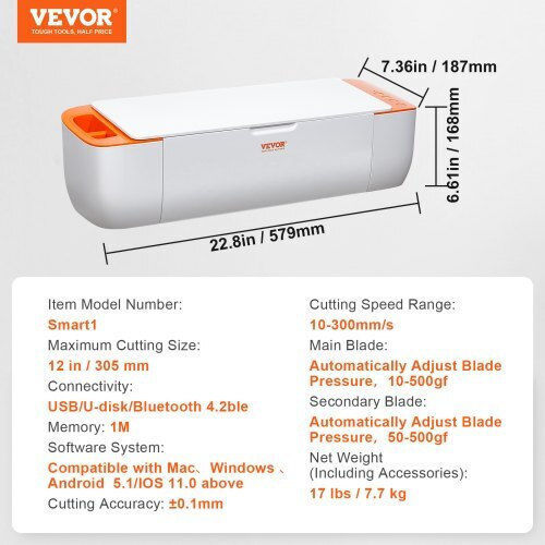 Vevor Vinyl Cutting Machine Bluetooth Compatible iOS Android Windows Mac Designs Cards & Home Decoration Qzdtskzjlykzdna00v2