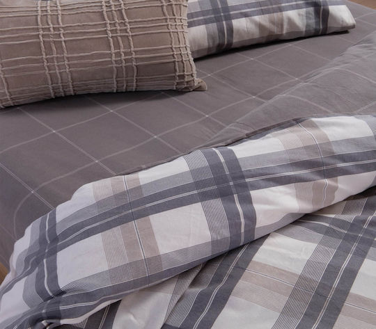 Nef-Nef Homeware Charlie Σετ Σεντόνια Υπέρδιπλα 240x260εκ. Γκρι (4τμχ)