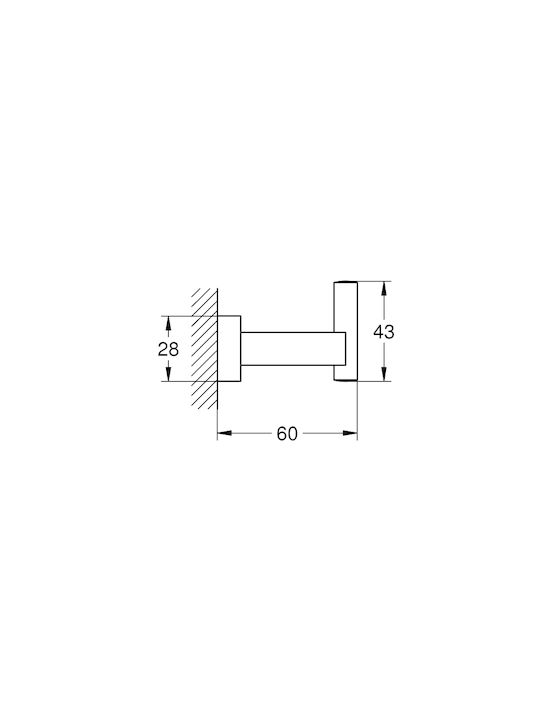 Grohe Essentials Cube Άγκιστρο Μπάνιου Μονό με Βίδες Inox Ασημί