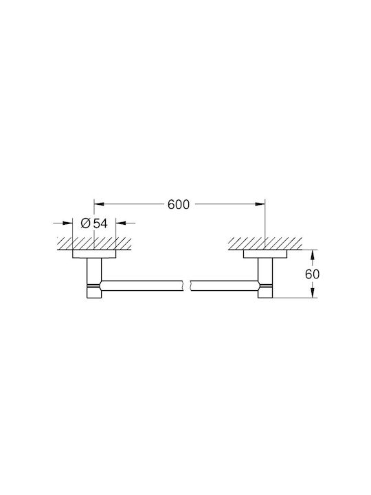 Grohe Essentials Calea ferată de Baie Simplă De Perete cu șuruburi ​60x6cm Negru