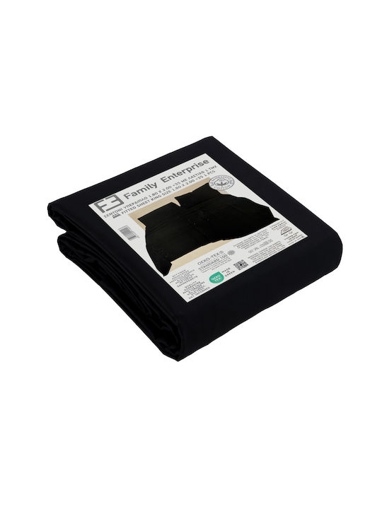 Family Enterprise Sheet King Size with Elastic 180x200+35cm. Black