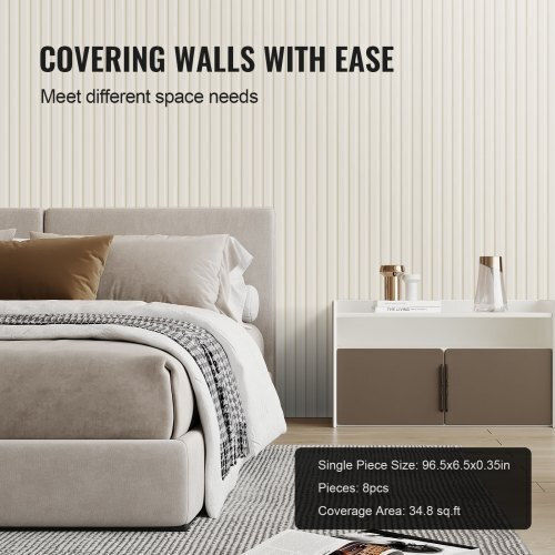 Vevor Vevor Acoustic Treatment Material Panel 8 Pieces 96cm x 6cm in White Color