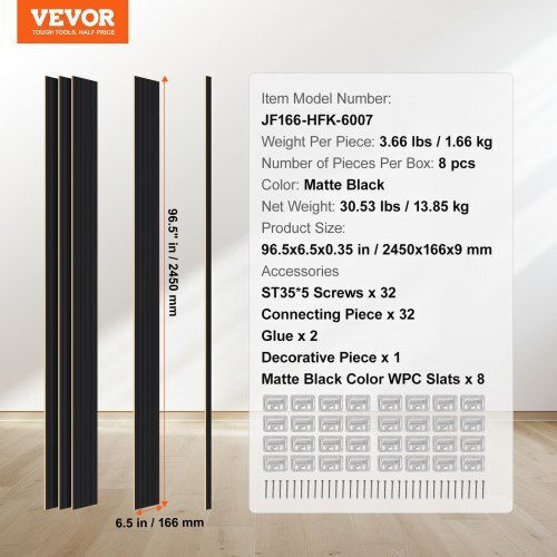 Vevor Ηχοαπορροφητικό Πάνελ (8τμχ) 96cm x 6cm