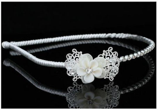 Bridal Silver-Plated Hairband Porcelain Flower Lydia