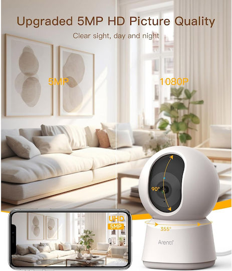 Arenti P2F IP Камера за наблюдение Wi-Fi Full HD+ 5MP с Двупосочна Комуникация