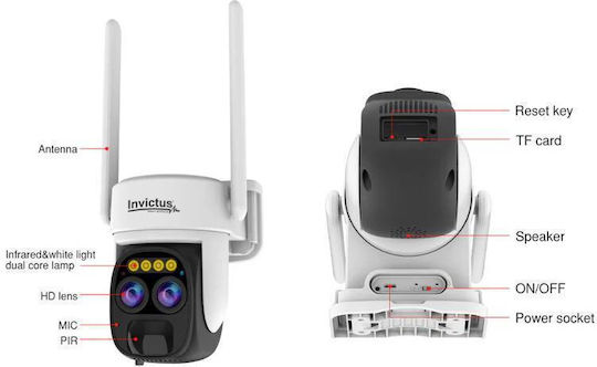 Invictus HTP-2 IP Überwachungskamera Wi-Fi 3.7MP Wasserdicht Batteriebetrieben mit Zwei-Wege-Kommunikation