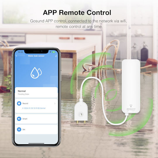 Gosund Detector Wireless De Inundații Cu Baterie ZigBee Cu Cablu 1m