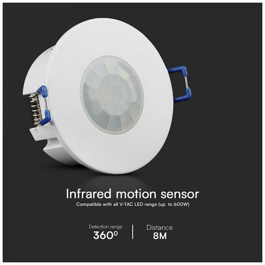V-TAC Verkabelter Bewegungssensor Infrarot 360° Reichweite 8m