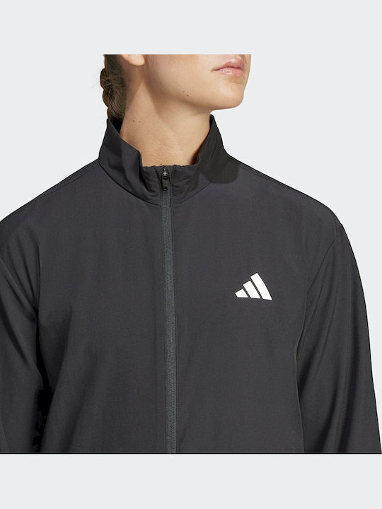 Essentials 3-Stripes Γυναικεία Αθλητική Ζακέτα Μαύρη