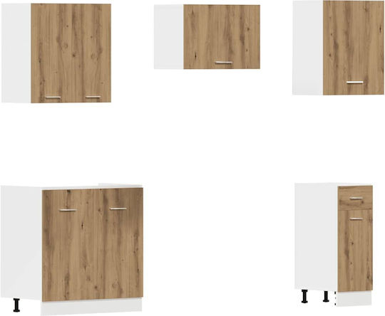 Set Hängeschränke & Bodenschränke Küche mit Arbeitsplatte Artisan Oak 80x46x81.5cm