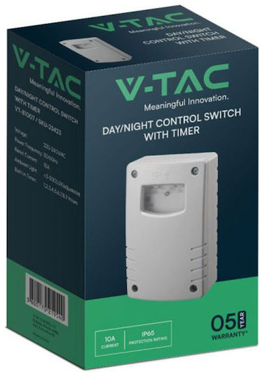 V-TAC Ρυθμιζόμενο Φωτοκύτταρο Ημέρας / Νύχτας 3-500 Lux IP65
