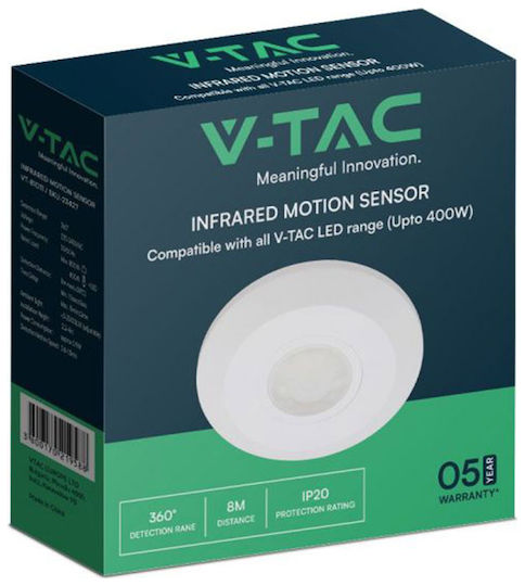 V-TAC Wired Infrared Motion Sensor 360° Detection Angle 8m Scope