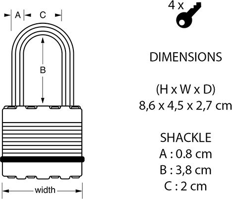 Master Lock Excell Ατσάλινο Λουκέτο Μακρύλαιμο με Κλειδί 45mm