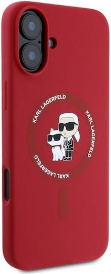 Karl Lagerfeld KC Heads Ring Umschlag Rückseite Silikon Rot (iPhone 16)