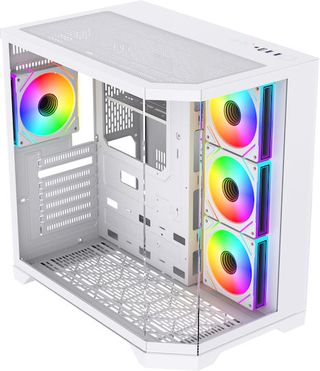 Monarch Gear Pandora Гейминг Midi Tower Компютърна кутия със страничен прозорец Бял