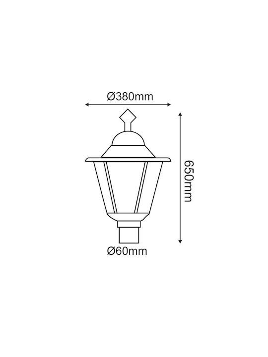 Aca Outdoor Floor Lamp Lantern for E27 Socket IP54 Black