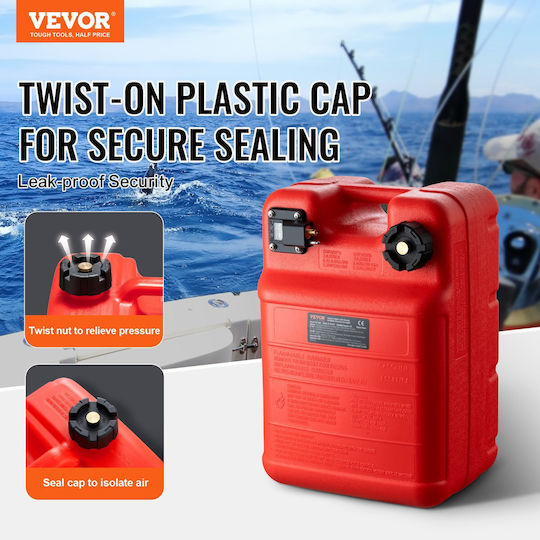 Rezervor de Combustibil Marin Vevor 6,34 Galon/24L Rezervor de Combustibil Portabil pentru Barcă Motor Extern Rezervor de Combustibil din Plastic Furtun pentru Barcă Externă Transport Ușor Yacht Barcă de Pescuit Barcă de Punți Roșu