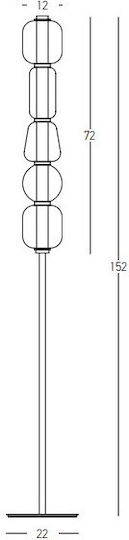 Zambelis Lights LED Floor Lamp H152xW22cm. with Warm White Light 1050lm Black-Smoke