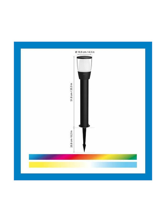 WiZ Φωτιστικό Κολωνάκι LED Εξωτερικού Χώρου 4.8W RGBW IP65 Μαύρο