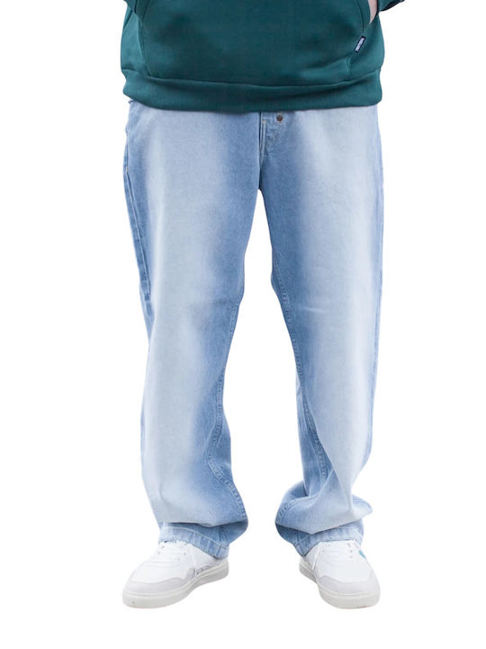 Ανδρικό Παντελόνι Τζιν με Relaxed Baggy Εφαρμογή White Wash, Light Blue