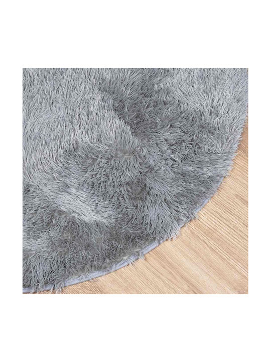 vidaXL Rutschfest Teppich Rechteckig Zottelig Synthetisch,Polyester/Cotton/Leather Silver Grey