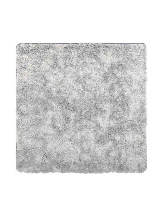 vidaXL Rutschfest Teppich Rechteckig Zottelig Synthetisch,Polyester/Cotton/Leather Light Grey, Grey