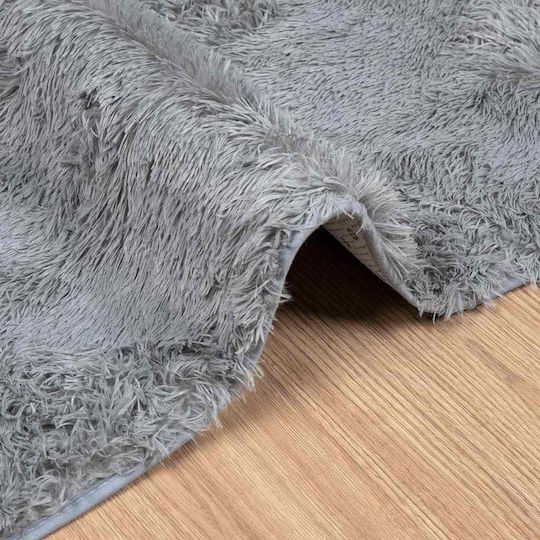 vidaXL Navarra Non-Slip Rectangular Shaggy Rug Silver Grey 130x200cm