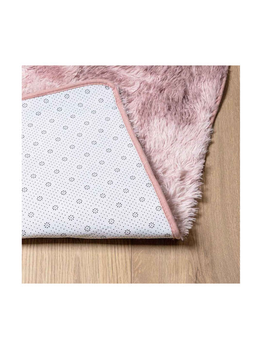 vidaXL Rutschfest Teppich Rechteckig Zottelig Synthetisch,Polyester/Cotton/Leather Dk. Pink
