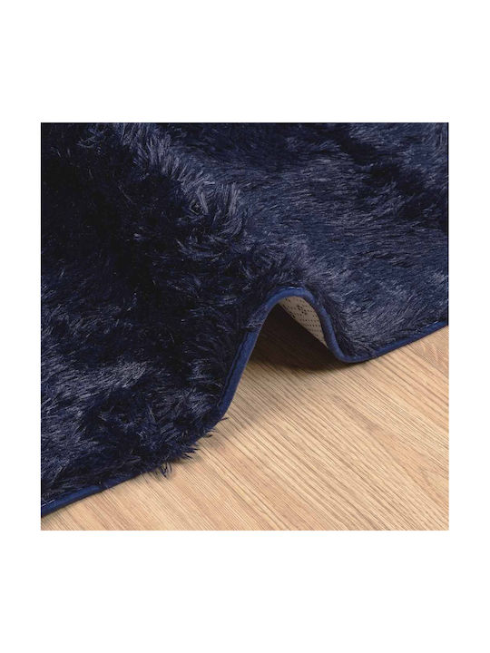 vidaXL Rutschfest Teppich Rechteckig Zottelig Synthetisch,Polyester/Cotton/Leather Blue