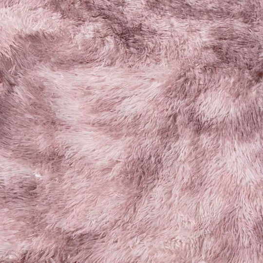 vidaXL Rutschfest Teppich Rechteckig Zottelig Synthetisch,Polyester/Cotton/Leather Dk. Pink