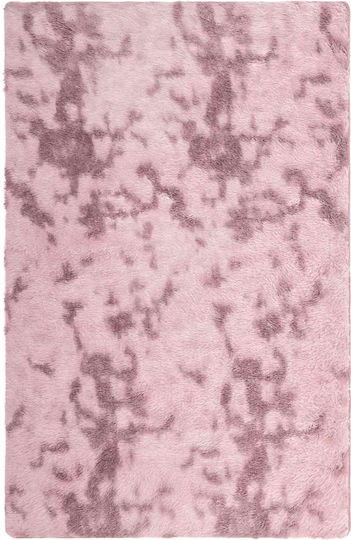 vidaXL Rutschfest Teppich Rechteckig Zottelig Synthetisch,Polyester/Cotton/Leather Dk. Pink