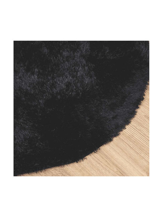 vidaXL Rutschfest Teppich Rechteckig Zottelig Synthetisch,Polyester/Cotton/Leather Black