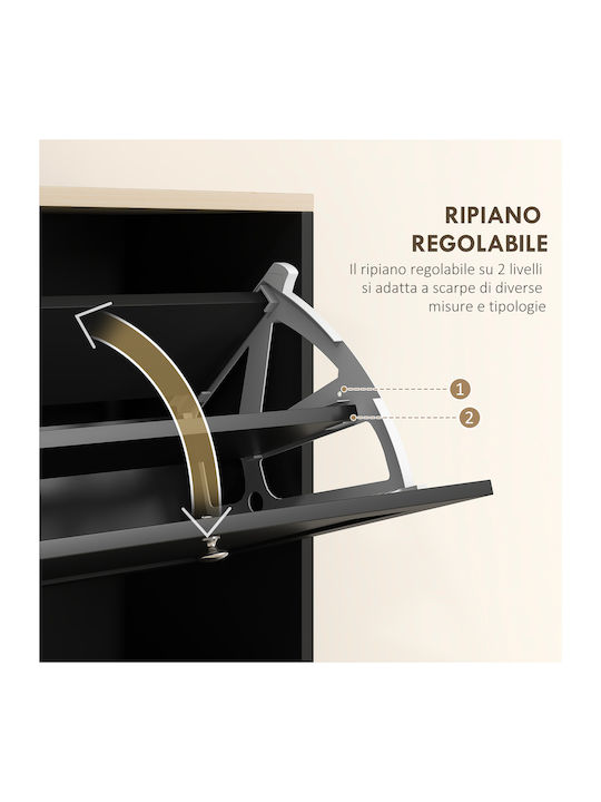 Wooden Shoe Organizer Black 60x23.5x115cm