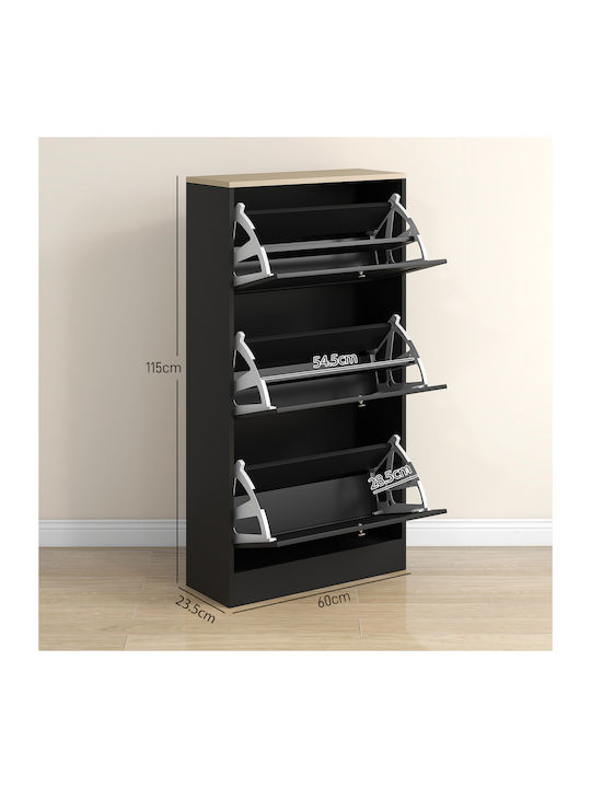 Wooden Shoe Organizer Black 60x23.5x115cm
