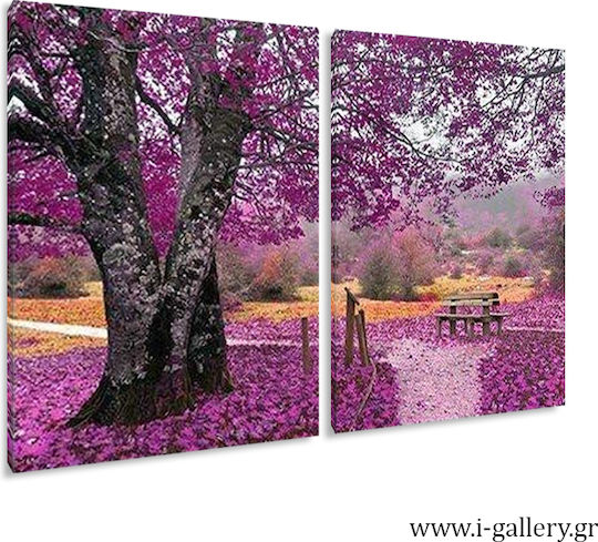 Canvas Painting Sunset in Mykonos Diptych 70x50cm 2 Pieces 35x50cm