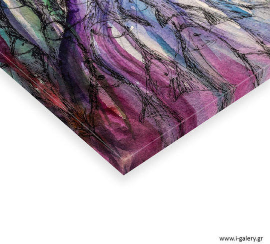 Canvas Painting Multicolored Fish Diptych 70x50cm 2 Pieces 35x50cm