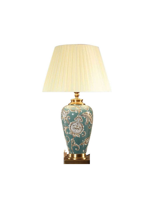 Keramik-Tischlampe Petrol Faltenschirm 20x20x79cm